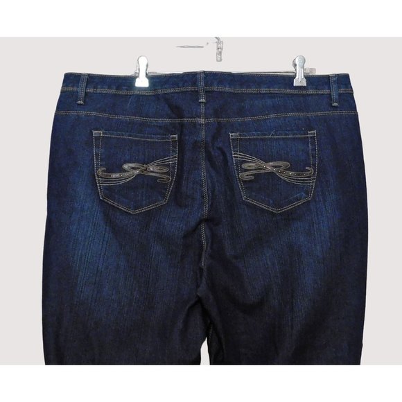 Style & Co Jeans 20W Blue Dark Wash Boot Cut Cotton Blend New - Picture 4 of 6